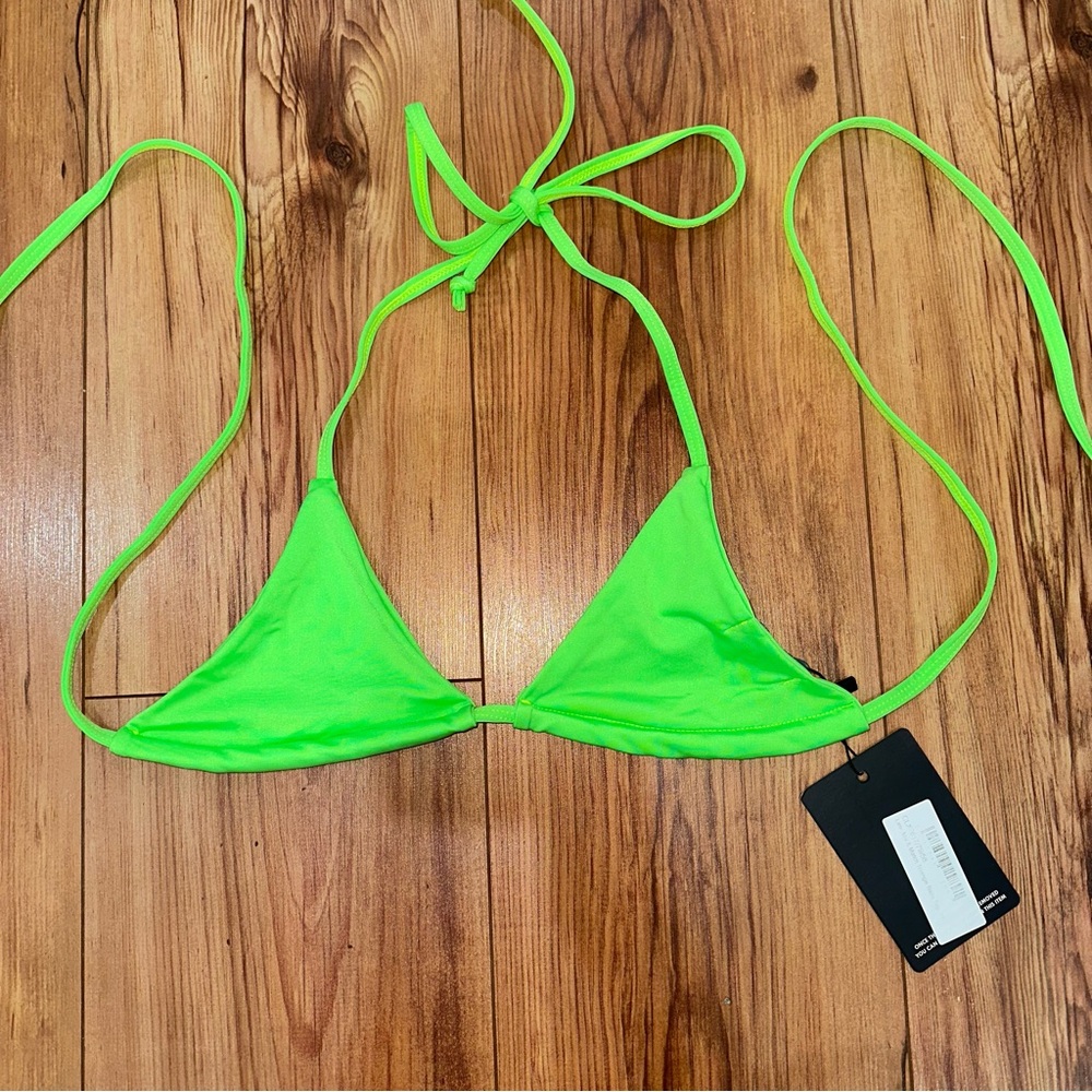 NWT PrettyLittleThing Lime String Bikini Top and Brazilian Cut Bottoms Size 4
